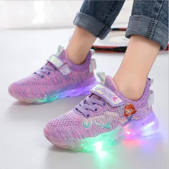 Disney pentru Copii Pantofi Casual cu Lumina LED-uri Fete Adidași 2020 Toamna Noua Printesa Pantofi pentru Fete adolescente Dimensiuni 26*36 Lumious