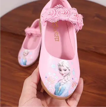 Disney pentru Copii Pantofi pentru Copii Fete de Moda Printesa Drăguț Elsa Sandale Copii Chaussure Enfants de flori dantelă Plat Pantofi de Partid