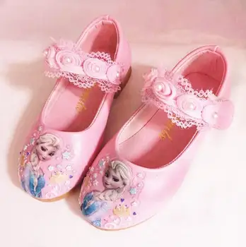 Disney pentru Copii Pantofi pentru Copii Fete de Moda Printesa Drăguț Elsa Sandale Copii Chaussure Enfants de flori dantelă Plat Pantofi de Partid