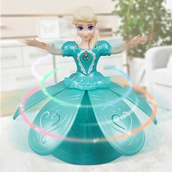 Disney Printesa Congelate Electrice Jucarii de Dans Elsa Anna Papusa cu Aripi de Acțiune Figura de Rotație Proiecție de Muzică Ușoară Model de Păpuși