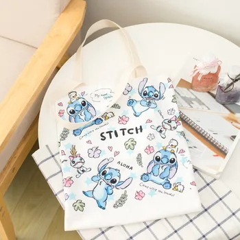Disney Stitch Desene animate geantă de umăr panza de sex feminin de mare capacitate geantă de umăr, sac de cumpărături de moda geantă de mână