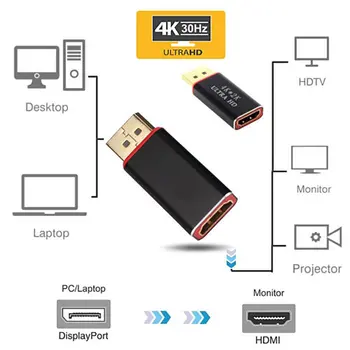 Display Port pentru Adaptor DP Standard de sex Masculin la Feminin Convertor Cablu Conector Suporta 4K*2K pentru Imac pentru Macbook Negru