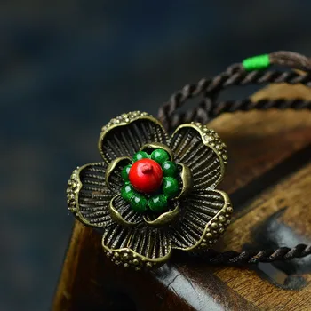 DIY Bijuterii Etnice naționale cupru flori naturale de piatra lung colier vintage,fashion handmade, pandantive pulover colier