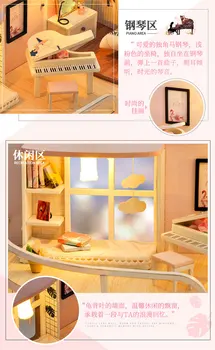 Diy Casa Papusa Roz Cabana Casa Handmade Model de Casa Mansarda Casa de Jucărie Cadou Fată Băiat Cadou de Ziua Îndrăgostiților