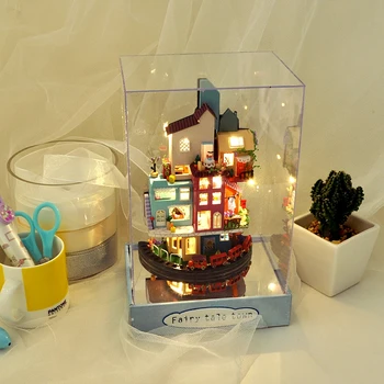 DIY casă de Păpuși cu Capac de Praf Casa Papusa in Miniatura Mobilier casă de Păpuși Jucarii pentru Copii de Anul Nou Cadou de Crăciun Casa tc2