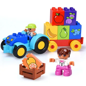DIY Creative Cărămizi Mari Blocuri de Constructii Model Set Educativ pentru copii Cărămizi de Jucărie Cadou Compatibil Cu Duploe Fructe Cunoaștere