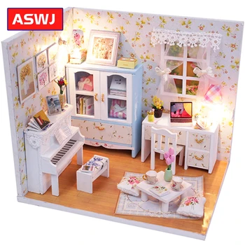 DIY din Lemn Roombox cu Mobilier Asambla Kituri Manual in Miniatura Păpuși Jucarii pentru Copii de Craciun Cadouri de Vacanță