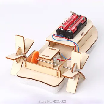 DIY Kit Barca Tehnologie Experiment științific Copii STEM Electronice din Lemn de Educație Fizică Jucării pentru Copiii de Școală