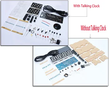DIY Kit LED-ul Roșu Electronice Microcontroler Digital Ceas Termometru Cu Talking