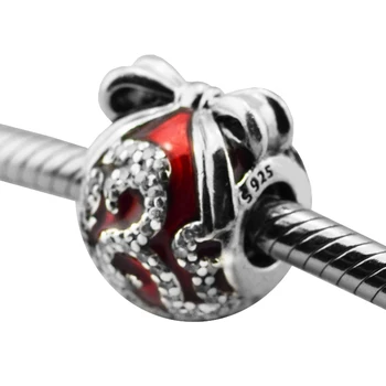 DIY Margele pentru a Face Bijuterii de Argint-Bijuterii Ornament Luminos Roșu Email Farmecul Șirag de mărgele de Argint 925 Berloque Perles Femei