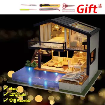 DIY Miniatură de Creație Păpuși Handmade Casa Papusa Model de Clădire cu Lumina LED-uri de Muzică Kituri Cadou de Crăciun Jucării pentru Copii