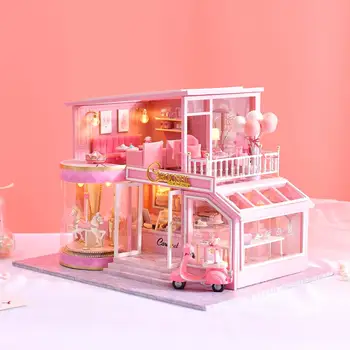 DIY Mobilier Casa Papusa 3D de Asamblare Mansarda in Miniatura din Lemn de Muzică Păpuși Jucarii Pentru Copii Artizanat Cadouri