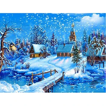 Diy Rășină Pictura De Anul Nou Goblen Plin De Diamante Broderie Mozaic Peisaj De Toamna Peisaje De Iarna Decor Acasă