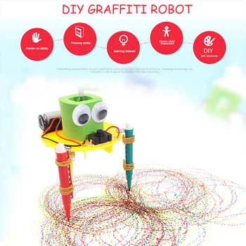 DIY STEM Jucarii pentru Copii Fizică Experiment Științific Creativitate Învățare Jucărie de Învățământ Kit Graffiti Robot Cadou de Ziua de nastere