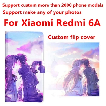 DIY Telefon sac personalizate personalizate Imagine foto din piele PU caz flip cover pentru Xiaomi Redmi 6A