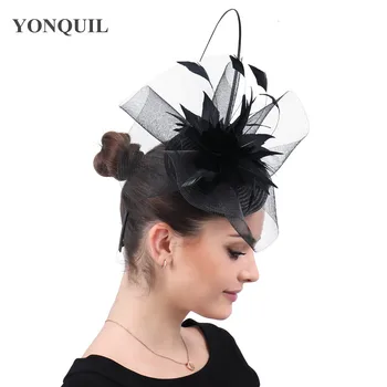 Doamnelor Elegante Negru Clasic Derby Pălării Palarioare Accesorii Par Femeile Nunta Biserica Ceai articole pentru acoperirea capului Cu Agrafe de Par SYF566