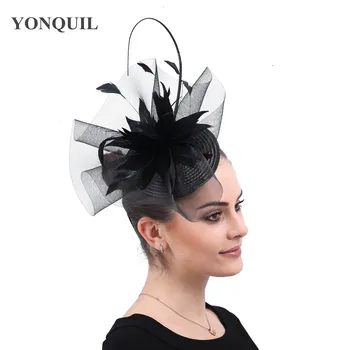 Doamnelor Elegante Negru Clasic Derby Pălării Palarioare Accesorii Par Femeile Nunta Biserica Ceai articole pentru acoperirea capului Cu Agrafe de Par SYF566