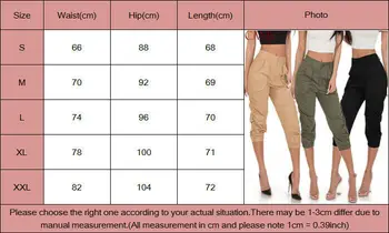 Doamnelor Pantaloni 3/4 Femei Trei Sferturi Elastic Talie Capri Pantaloni Trunchiate /DE