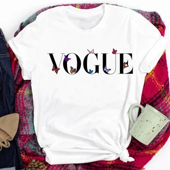 Doamnelor Scrisoare Harajuku Moda Streetwear Fluture 90 Teuri pentru Femei Lady Imprimare Tricou Haine de Top Grafic Femeie T-shirt