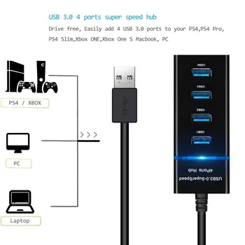 DOBE 4-Port Hub 3.0 Expander HUB USB 3.0 de Mare Viteză Multi Porturi USB Splitter pentru PS4 PS4 Pro PS4 Slim Xbox ONE Xbox One S PC