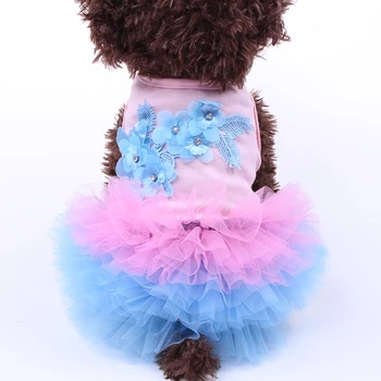 Dog Dress Cat Tutu Flori Dantelă Design Pet Puppy Fusta de Primavara/Vara Haine de Îmbrăcăminte 5 dimensiuni 3 Culori