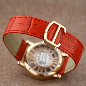 DOM brand de lux ceasuri impermeabil piele stil schelet de aur cuarț femei G-1031