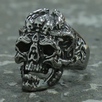 Dominator Diavolului Inel de Craniu Barbati Otel Inoxidabil 316L Punk Skull Biker Ring Rece de sex Masculin Gotic Satana Muerte Moartea Inele