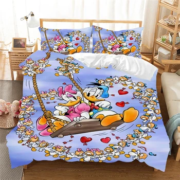 Donald Duck Poliester Daisy Set De Lenjerie De Pat Set Pat Copii Fata De Plapuma Cuvertură De Pat Seturi De Regina King Size Acoperi Pat