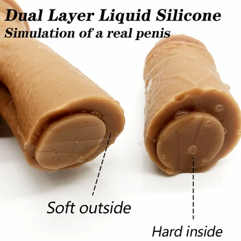 DOPAMONKEY Realiste de silicon vibrator Dublu Strat Lichid de Silicon ventuza Pielea Penisului Jucarii Sexuale pentru Femei Masturbare