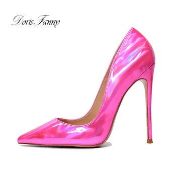 Doris Fanny a subliniat toe Roz piele toc stiletto sexy pantofi pentru femei elegante de mari dimensiuni femeie pompe de pantofi