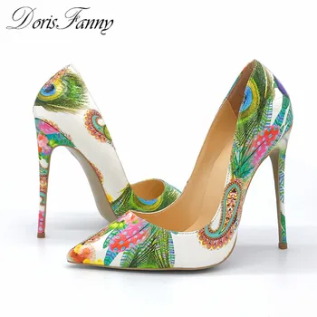 Doris Fanny femeie pantofi doamnelor tocuri inalte sexy tipărite mai multe culori stilet tocuri pantofi de nunta