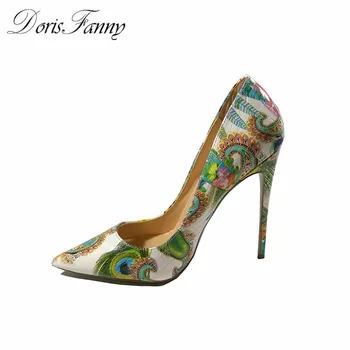 Doris Fanny femeie pantofi doamnelor tocuri inalte sexy tipărite mai multe culori stilet tocuri pantofi de nunta