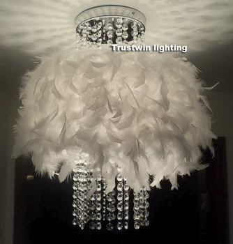 Dormitor hol bec led opțional plume penaj alb modern lumina plafon de cristal pene lampă de plafon
