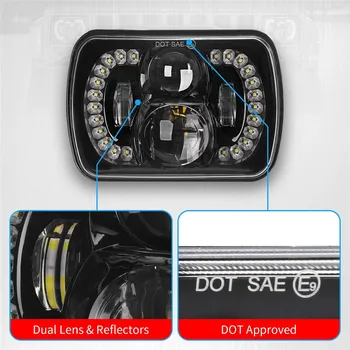 DOT Aprobat 2 BUC 120W Cree Dreptunghi H6054 Faruri cu LED-uri cu Hi/Low Sigilate Fascicul DRL Pentru Jeep Wrangler YJ, Cherokee XJ Ford