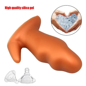 Două culori de calitate lichid gel de siliciu pentru bărbați și femei cu camera posterioară anal plug moale de piele-friendly super grosier anal plug