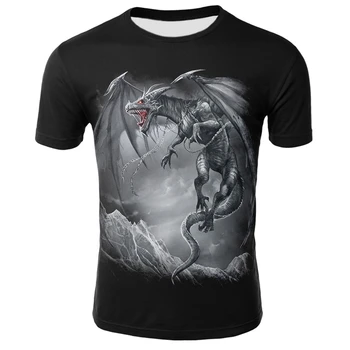 Dragon puternic Barbati Haine de Vară și lucruri mai ciudate bărbați t-shirt Casual 3D Imprima O-Gat Maneci Scurte Mitic Tricou Streetwear