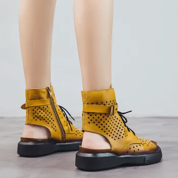 DRKANOL 2020 Moda Doamnelor Sandale Ajurata Sandale Gladiator Femeile Plat Sandale din Piele de Vară Cizme Rece