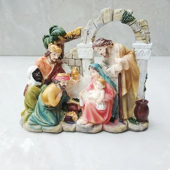 Dropshipping Sfânta Familie Figurine Creative Nașterii Iesle Statuie A Fecioarei Maria Polyresin Cadouri Catolică Sculptura Decor Acasă