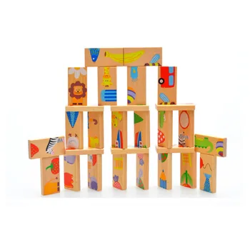 Drăguț 28pcs/set copii din Lemn Domino Bloc de desen Animat Animale Colorate Puzzle Tangram copii Jucarii Educative pentru copii joc de domino
