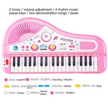 Drăguț Copil Joc Educativ Electronic Piano Jucarii Pentru Copii Copii De La Tastatură Băieți Fete Degetele De Muzică Pentru Copii Cu 37 Taste Cadou De Plastic