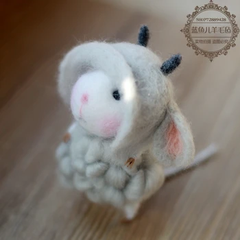 Drăguț Cret Mouse Copil Neterminat Artizanat DIY Lână Simțit Capsuni Cadou Creativ Ambarcațiuni Păpușă Jucărie Bagat Împâslire Pachet de Materiale