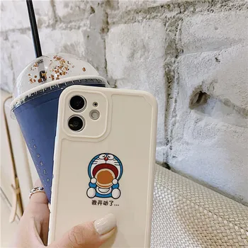 Drăguț Doraemon Partea Pictura Cazuri de Telefon Pentru iPhone 12 12Mini 11 Pro XS Max SE X XR 7 8 Plus de Desene animate Lucios, Moale, cu Capac de Silicon