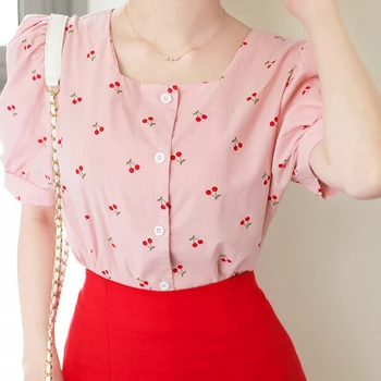 Drăguț Dulce Topuri De Vânzări Fierbinte Femeie De Moda Cu Maneci Scurte, Korea, Japonia Design Haine Stil Preppy Buton De Cămașă Bluză Roz 6318