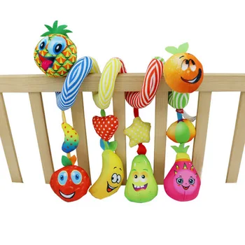 Drăguț Forma de Fructe Baby Carucior pat de copil Agățat Spirală Jucărie de Pluș cu Cutie muzicala Zornaitoare Mototoli Hârtia Șoricel As Auto pentru Nou-nascuti