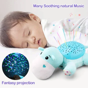 Drăguț Forma LED Lumina de Proiecție a Potoli setea Jucărie Muzică Însoți Copiii Umplute Animale de Desene animate Jucarii Copii Cele mai Bune Cadouri