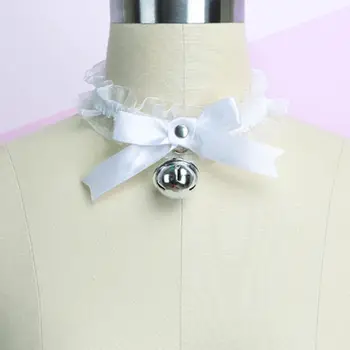 Drăguț Harajuku Fata Dantelă Lucrată Manual La Bell Cravată Clopot Agățat Jingle Guler Kawaii Lolita Fete Arc Panglică Coliere Coliere