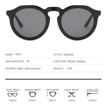 Drăguț rotund ochelari de Soare Cadru Clasic din Plastic Ochelari de Soare Pentru Femei Oculos Jeleu de culoare