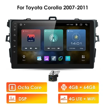 DSP 4G+64G Android 10 Radio Auto pentru Toyota Corolla 2007-2011 Wifi Auto Stereo Masinii Nu Dvd-ul de Navigație Gps Stereo Multimedia Player