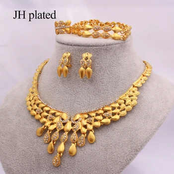 Dubai aur seturi de Bijuterii Africane Etiopia de mireasa, cadouri de Nunta pentru femei Colier Cercei bratara Inel set bijuterii indian