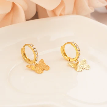 Dubai, India, Africa de placat cu aur cercei fluture paiete de diamante incrustate fata doamna de logodna bijuterii de nunta cadou